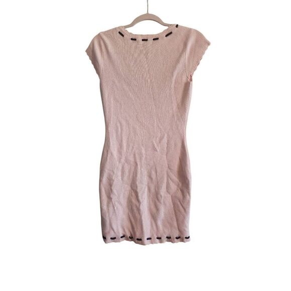 Madden NYC knit short sleeve ribbon detail dress pink size Medium - Picture 3 of 7